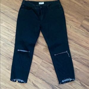 Free People Black Frayed Hem Jeans